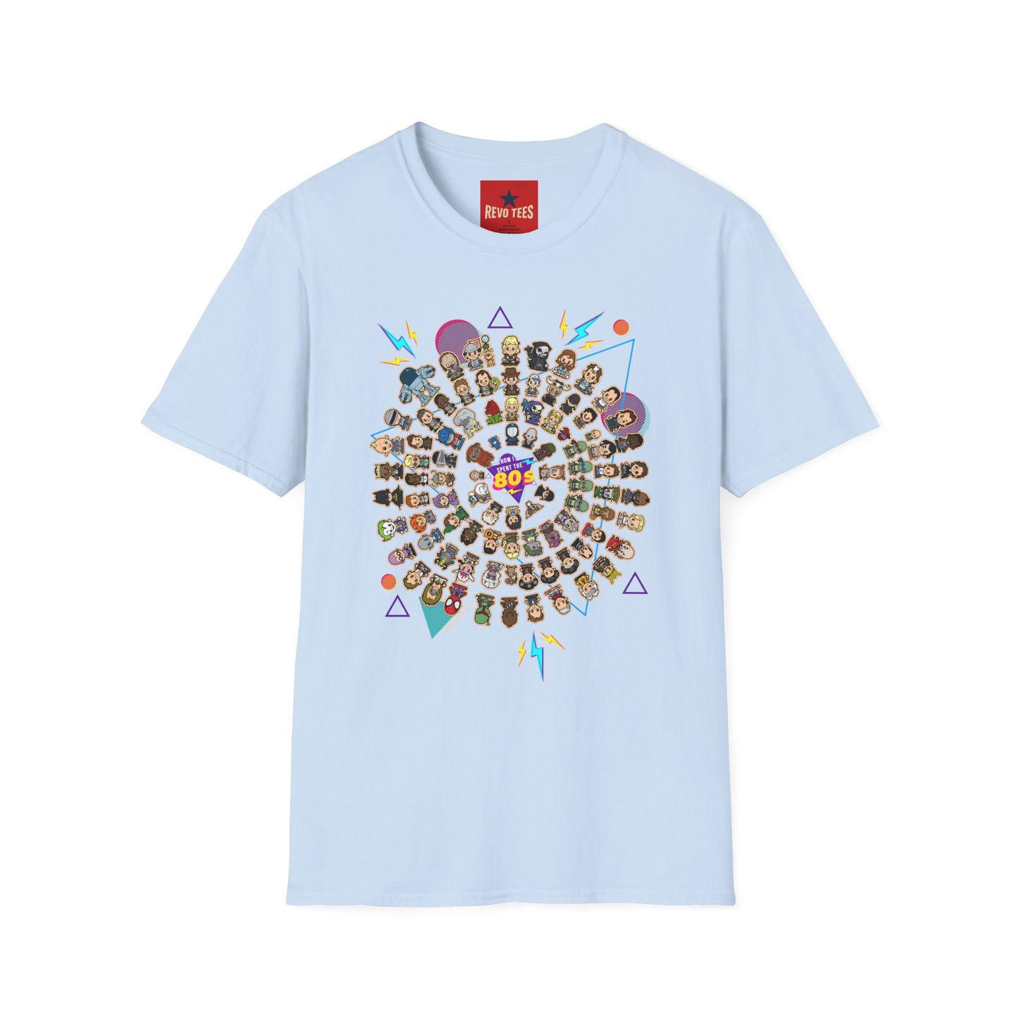 Retro Character Spiral T-Shirt — 80s Cartoon Cast Design