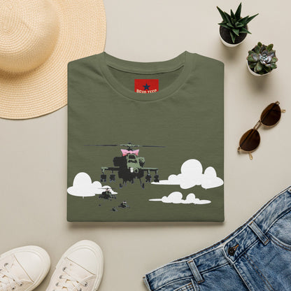 Banksy Helicopter Pilot Graphic T-Shirt — Vintage Chopper Clouds Design