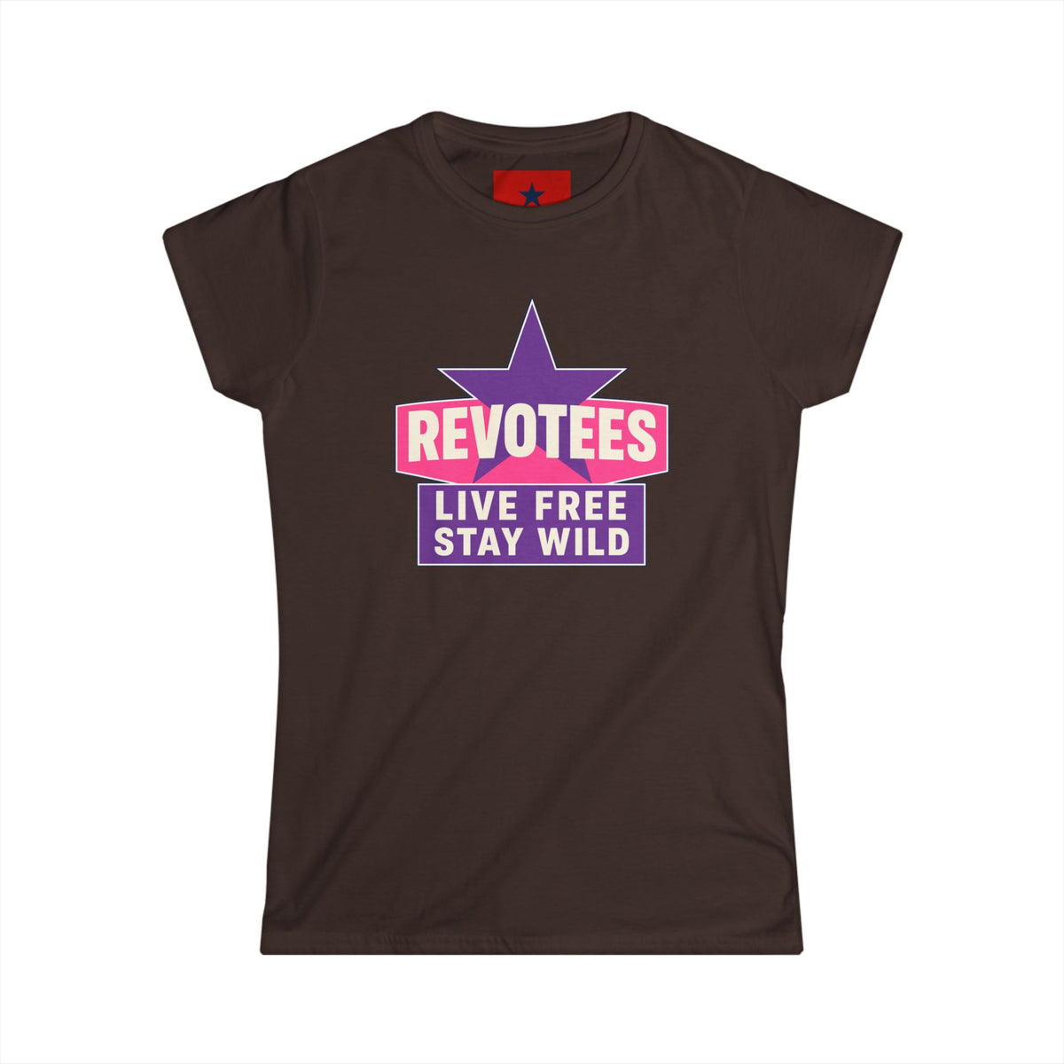Revotees Live Free Stay Wild Womens Retro Star Graphic T-Shirt - alternate view 5