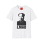 Graphic Tee with Bold Monochrome Portrait and "LMAO" Text