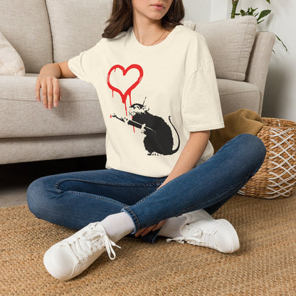 Banksy-Inspired Rat Stencil T-Shirt — Dripping Heart Street Art Tee