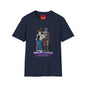 Retro Space Duo T‑Shirt — Cartoon Bounty Hunter & Kid Graphic Tee
