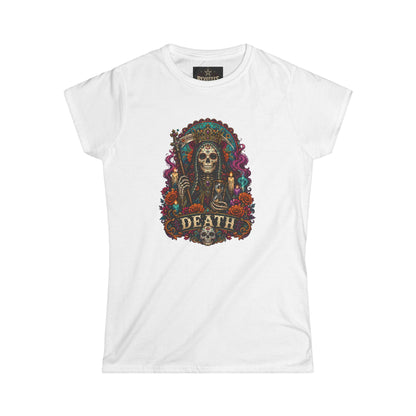 Day of the Dead "Death" Skull Tee — Women's Gothic Floral Graphic Shirt