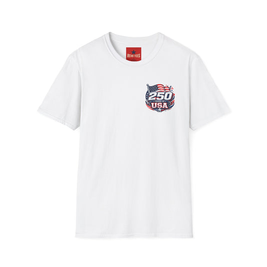 Revotees USA 250th Anniversary Pocket Patriotic American Flag Celebration T-Shirt