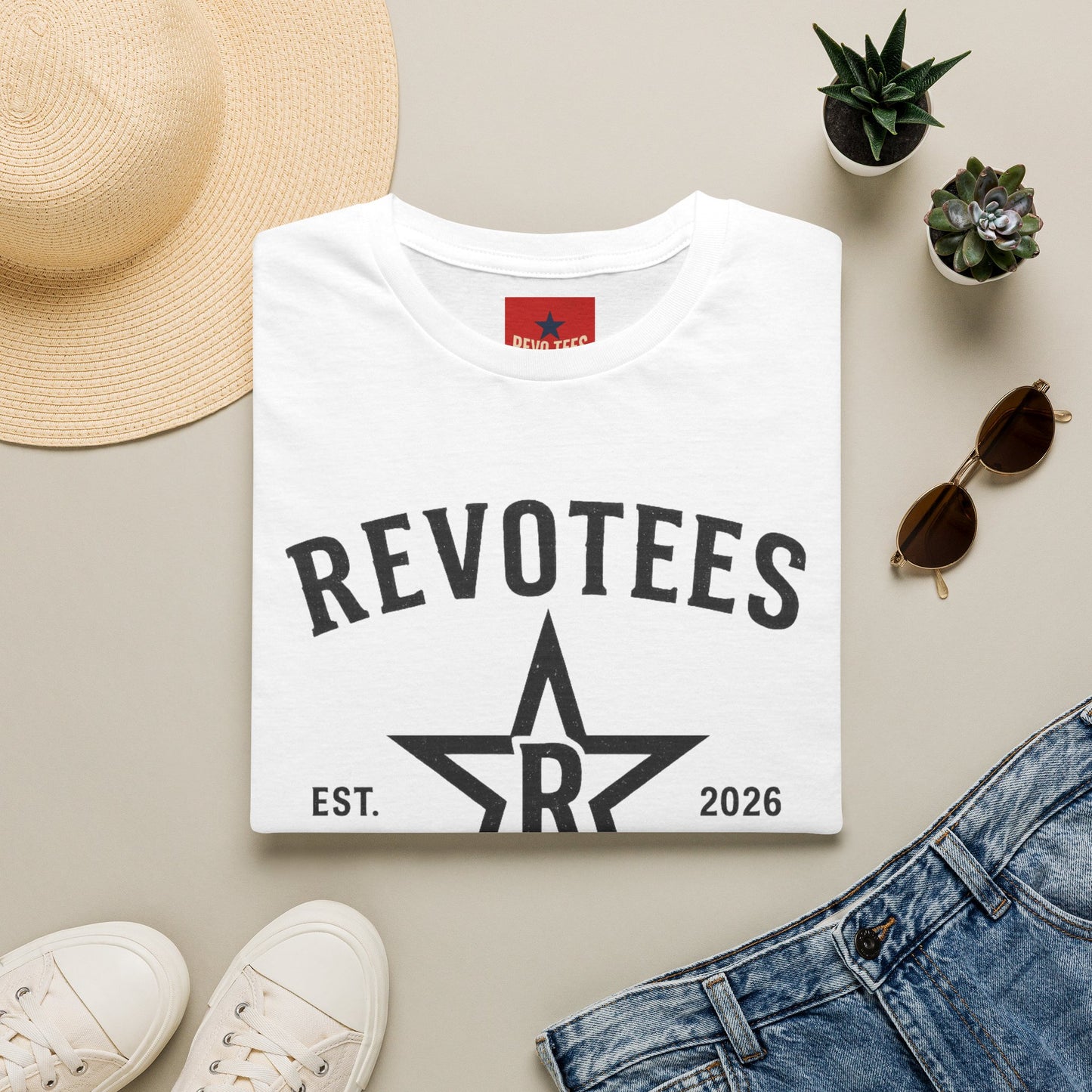 Revotees Graphic T-Shirt — "Revotees" Star Logo Tee (Est. 2026)