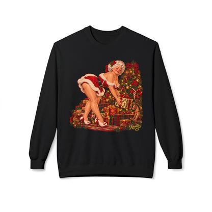 REVOTEES Bend over and give a present - Vintage Pin-Up Christmas Sweatshirt