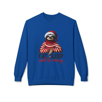 Christmas Sloth Sweatshirt – "Eat Sleep and Be Merry" Cozy Holiday Crewneck
