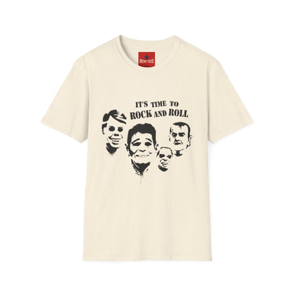 Rock and Roll Faces T-Shirt — "It's Time to Rock and Roll" Retro Band Tee