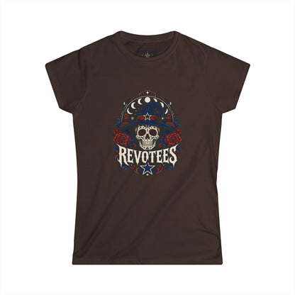 Revotees Skull Tee — Women's Gothic Americana Graphic T‑Shirt