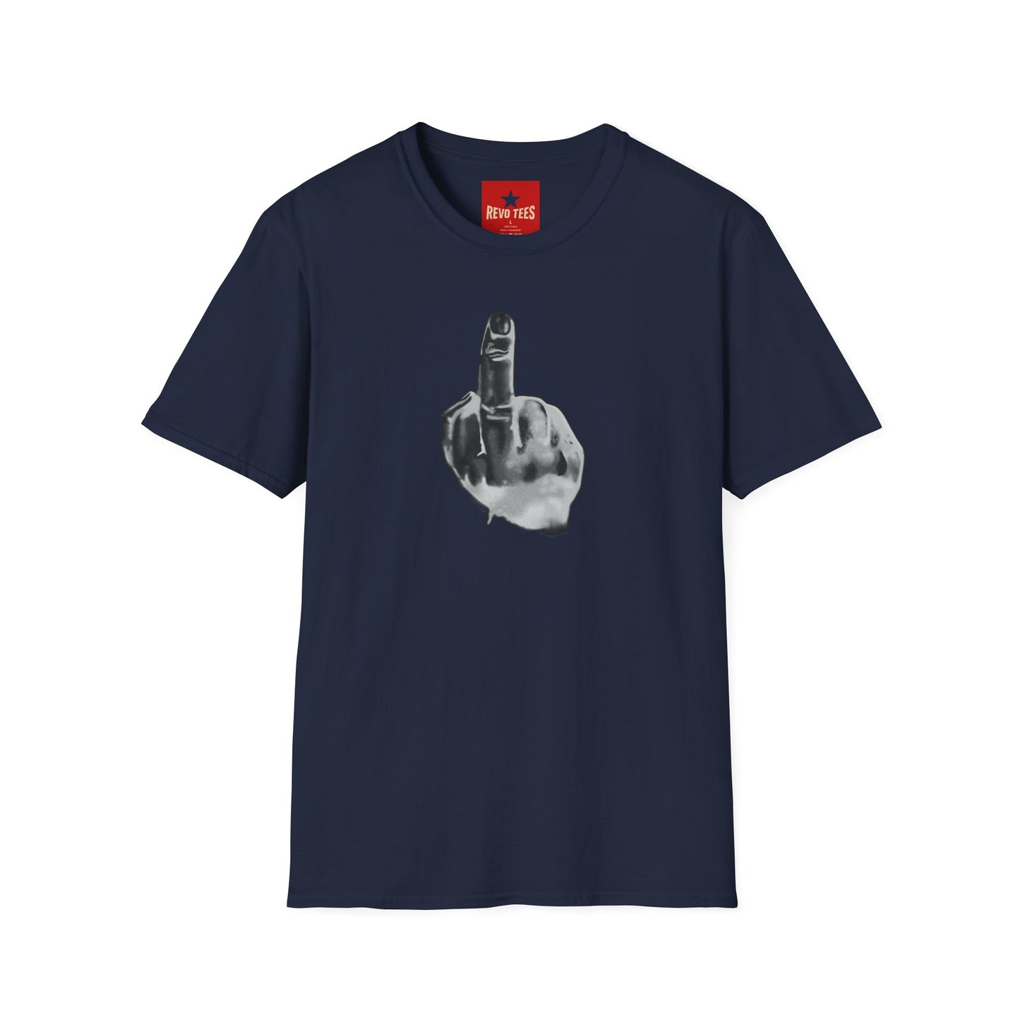 Graphic T-Shirt — Grayscale Middle Finger Design