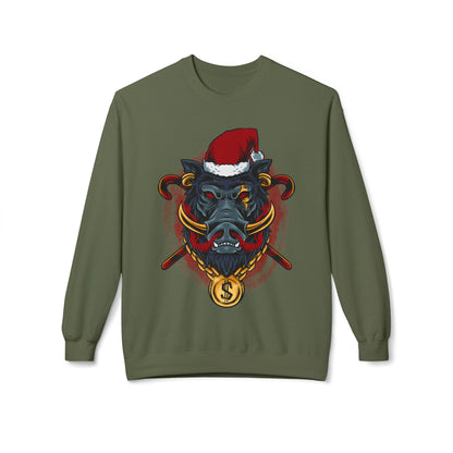 Boar Head Santa — Ugly Holiday Crewneck Sweater