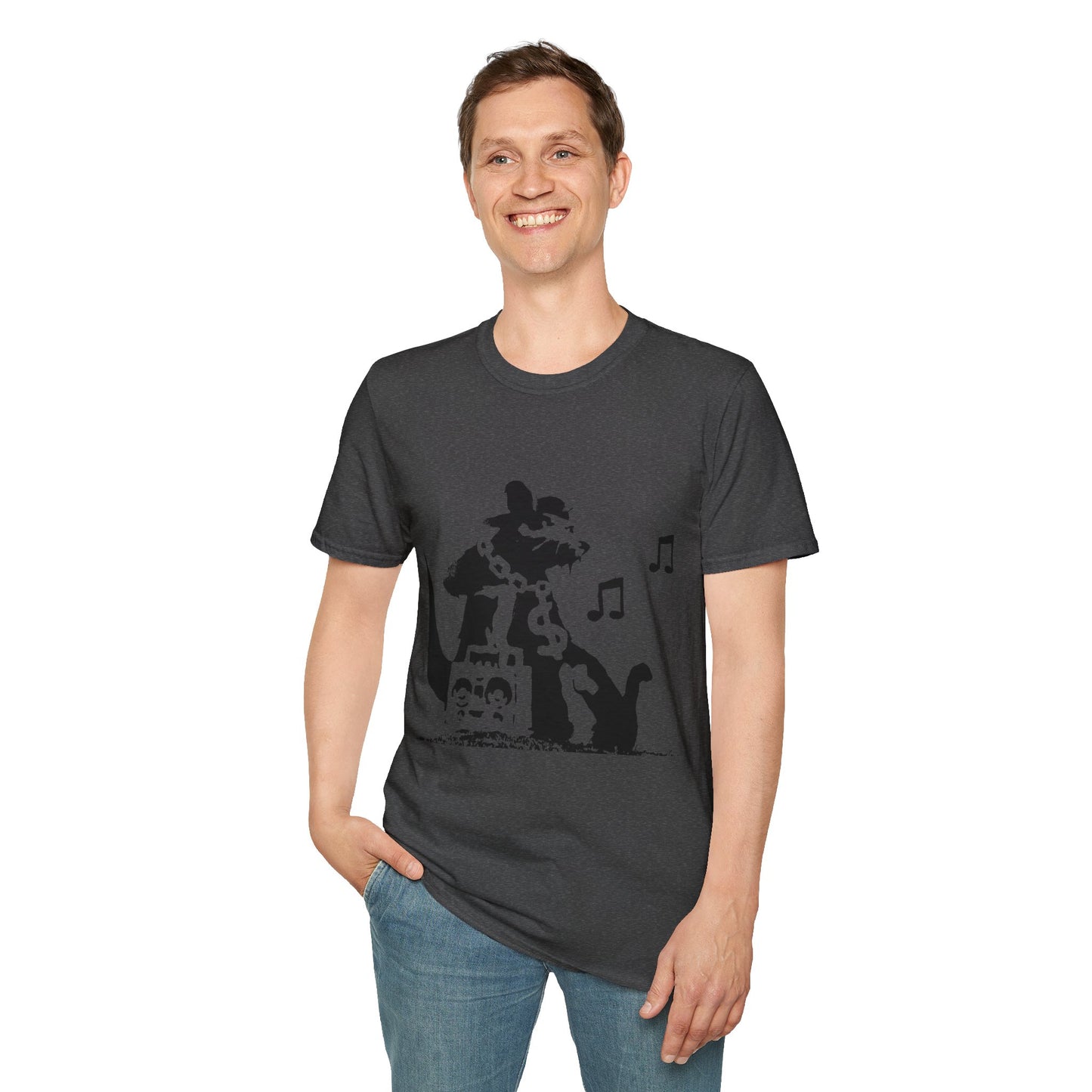 Music Cat T-Shirt — Black Silhouette Singing Rat Graphic Tee