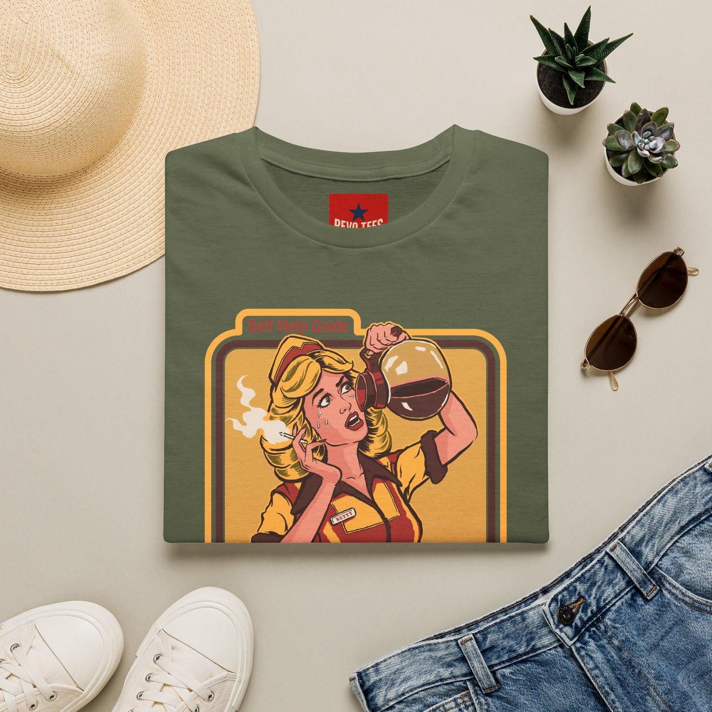 Coping with Stress Retro Coffee Tee — "Self Help Guide" Graphic T-Shirt