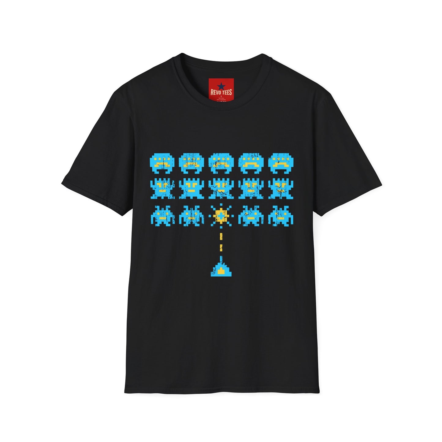 Retro Pixel Space Invaders T-Shirt — Vintage Arcade Gaming Tee