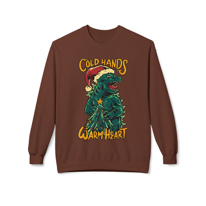 Christmas Godzilla - "Cold Hands Warm Heart" Holiday Crewneck Sweatshirt
