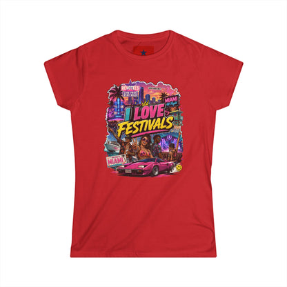 Festivals Collection: I LOVE FESTIVALS - Miami Style design round crew neck for Women
