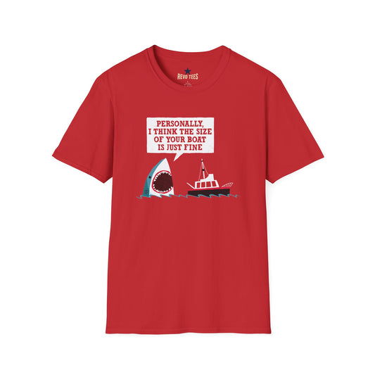 Revotees Shark Joke Personally I Think the Size of Your Boat Is Just Fine Graphic T-Shirt