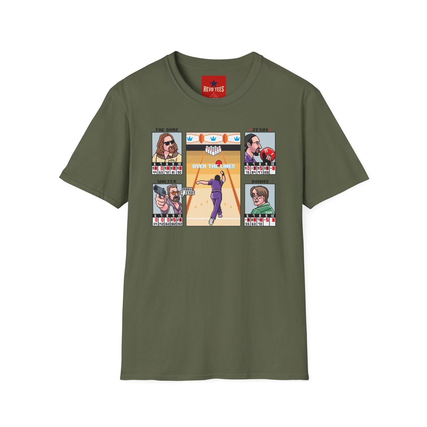 The Big Lebowski Bowling Grid T-Shirt – "Over the Line" Retro Gamer Design