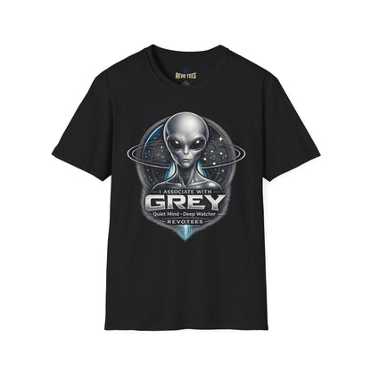 Revotees Alien Grey Retro Sci Fi Extraterrestrial Graphic T-Shirt - alternate view 2