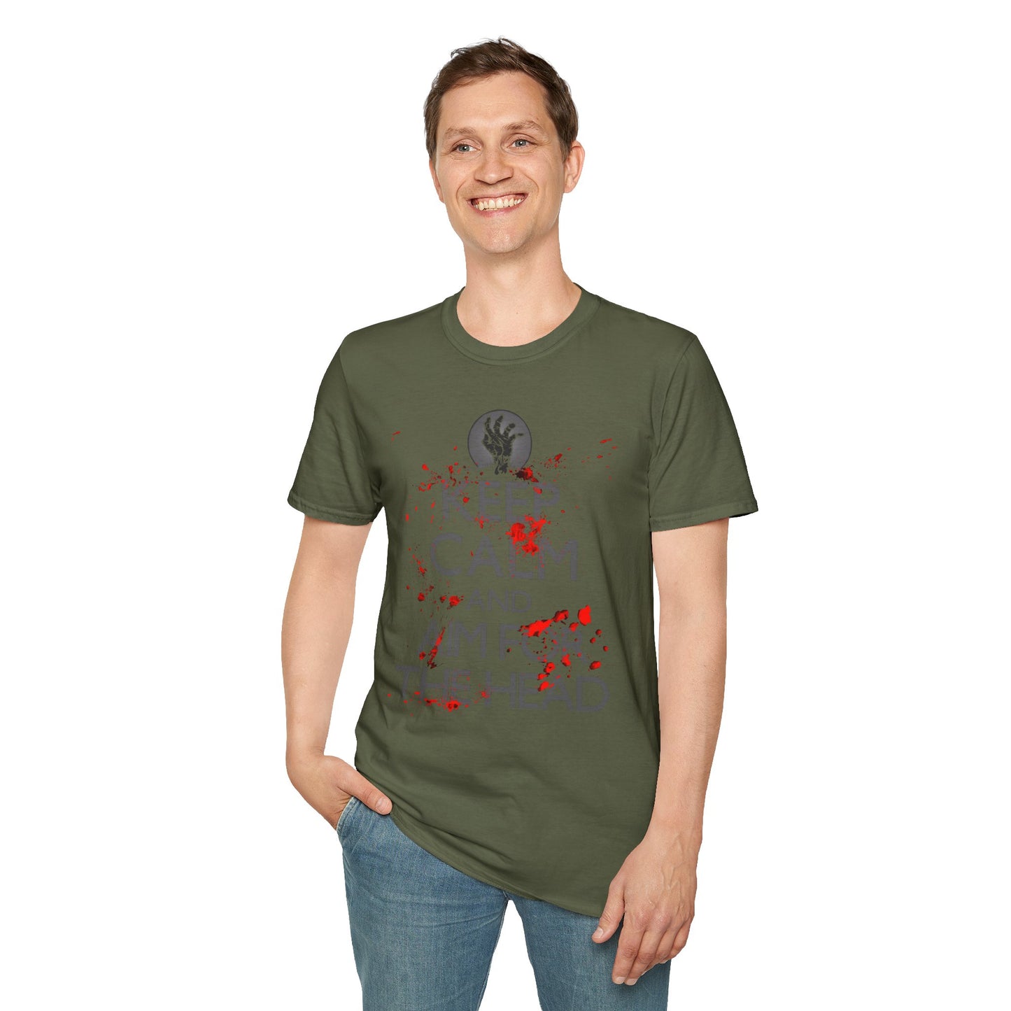 T-Shirt — “Keep Calm and Aim for the Head” Horror Zombie Graphic Tee