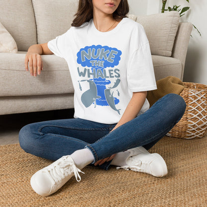 T-Shirt — 'Nuke the Whales' Satirical Graphic Tee (Funny Retro Ocean Design)