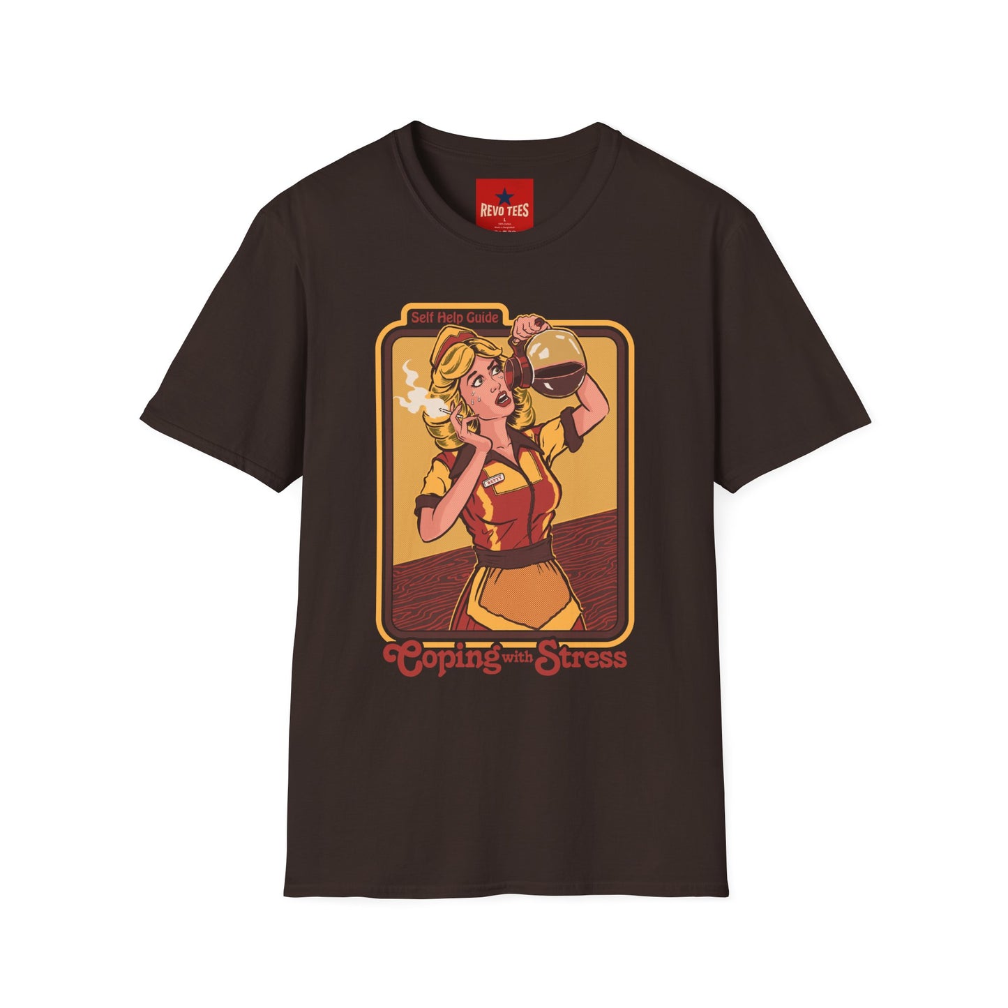 Coping with Stress Retro Coffee Tee — "Self Help Guide" Graphic T-Shirt