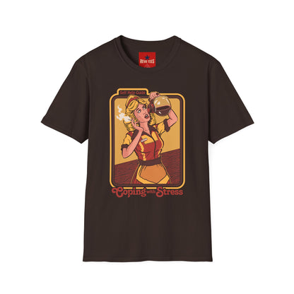 Coping with Stress Retro Coffee Tee — "Self Help Guide" Graphic T-Shirt