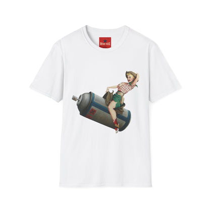 Banksy Pin-Up Cowgirl T-Shirt — Retro Pinup Girl Riding Soda Can Vintage Tee
