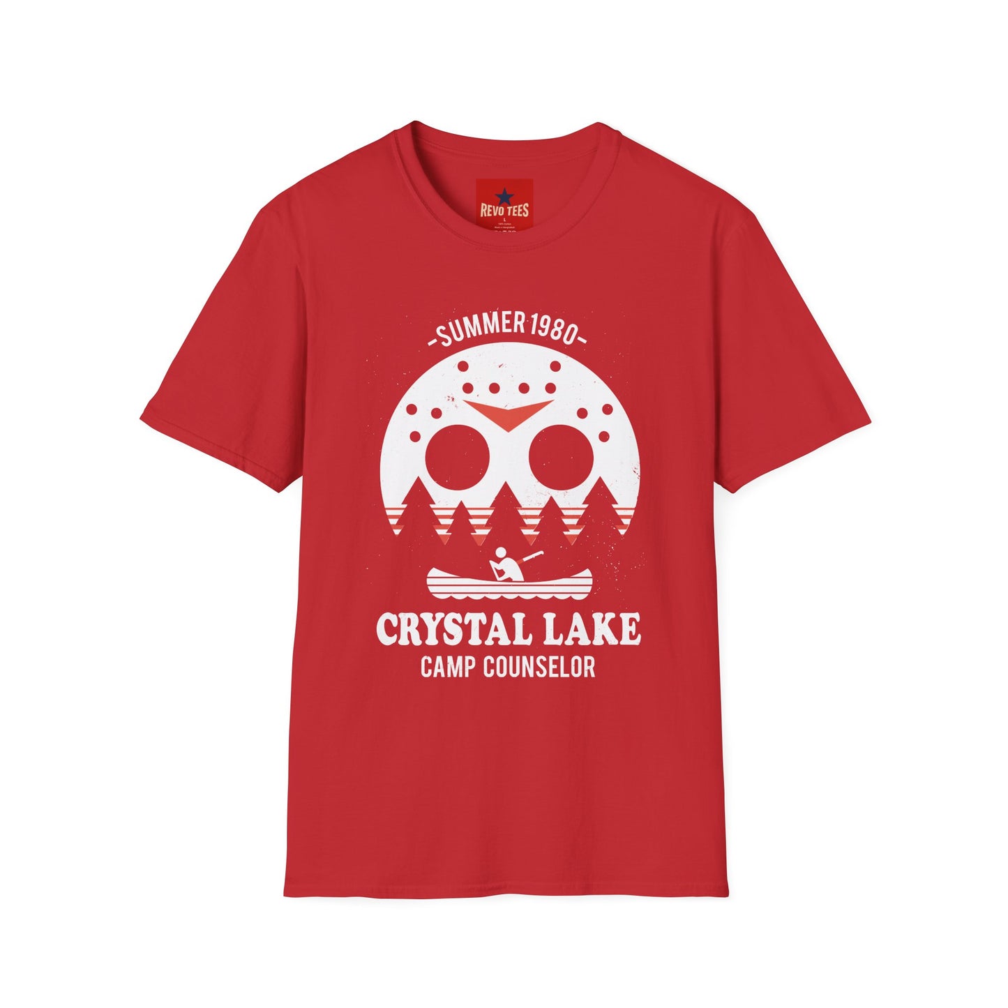 Crystal Lake Camp Counselor T-Shirt — Summer 1980 Horror Mask Design