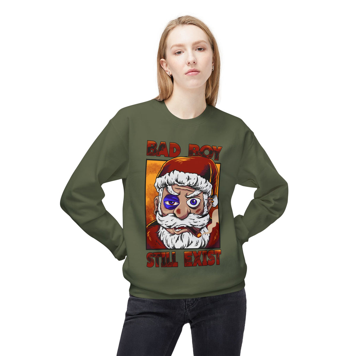 Bad Boy Santa — 'Bad Boy Still Exist' Christmas Crewneck Sweatshirt
