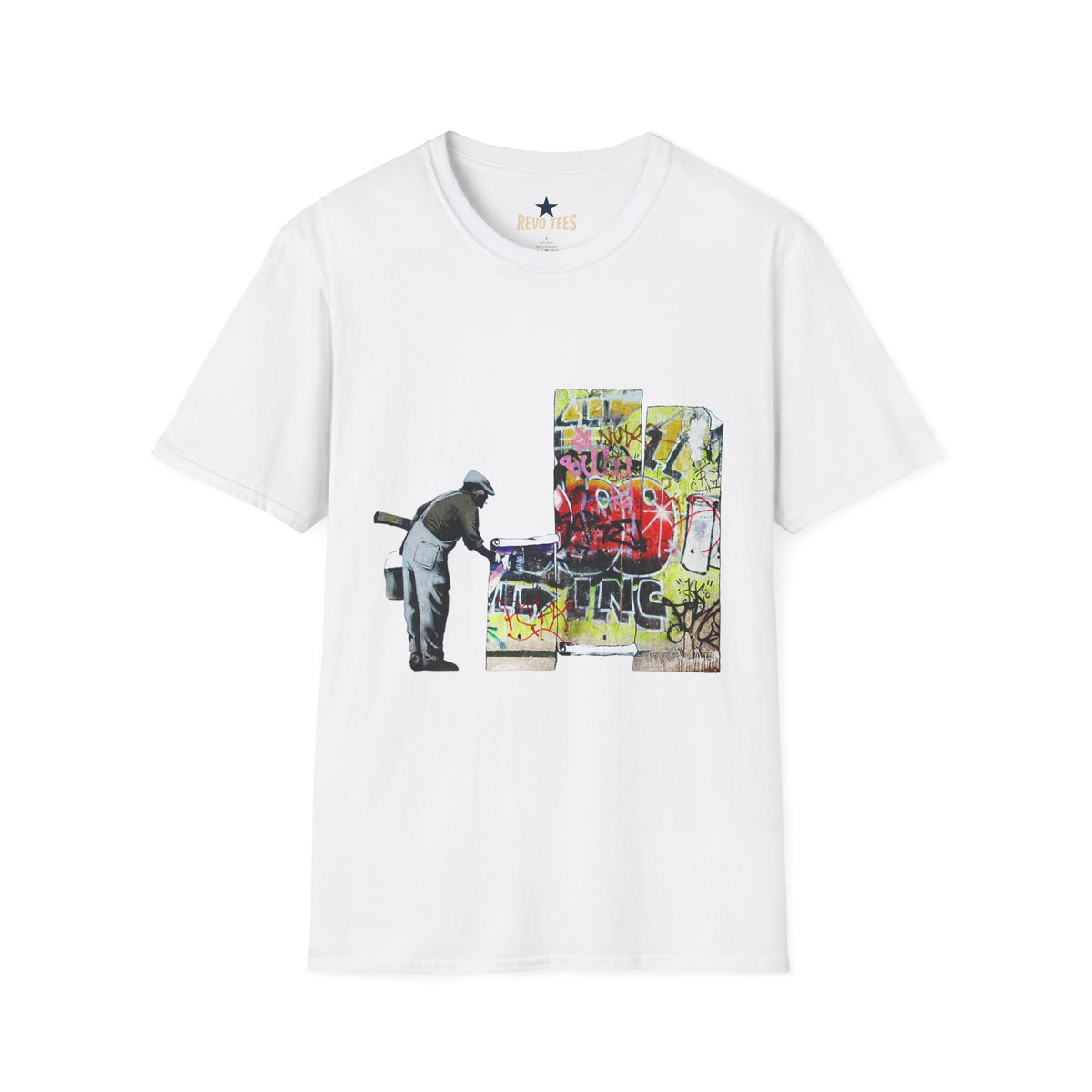 Revotees Banksy Graffiti Cleaner Urban Street Art T-Shirt - alternate view 2