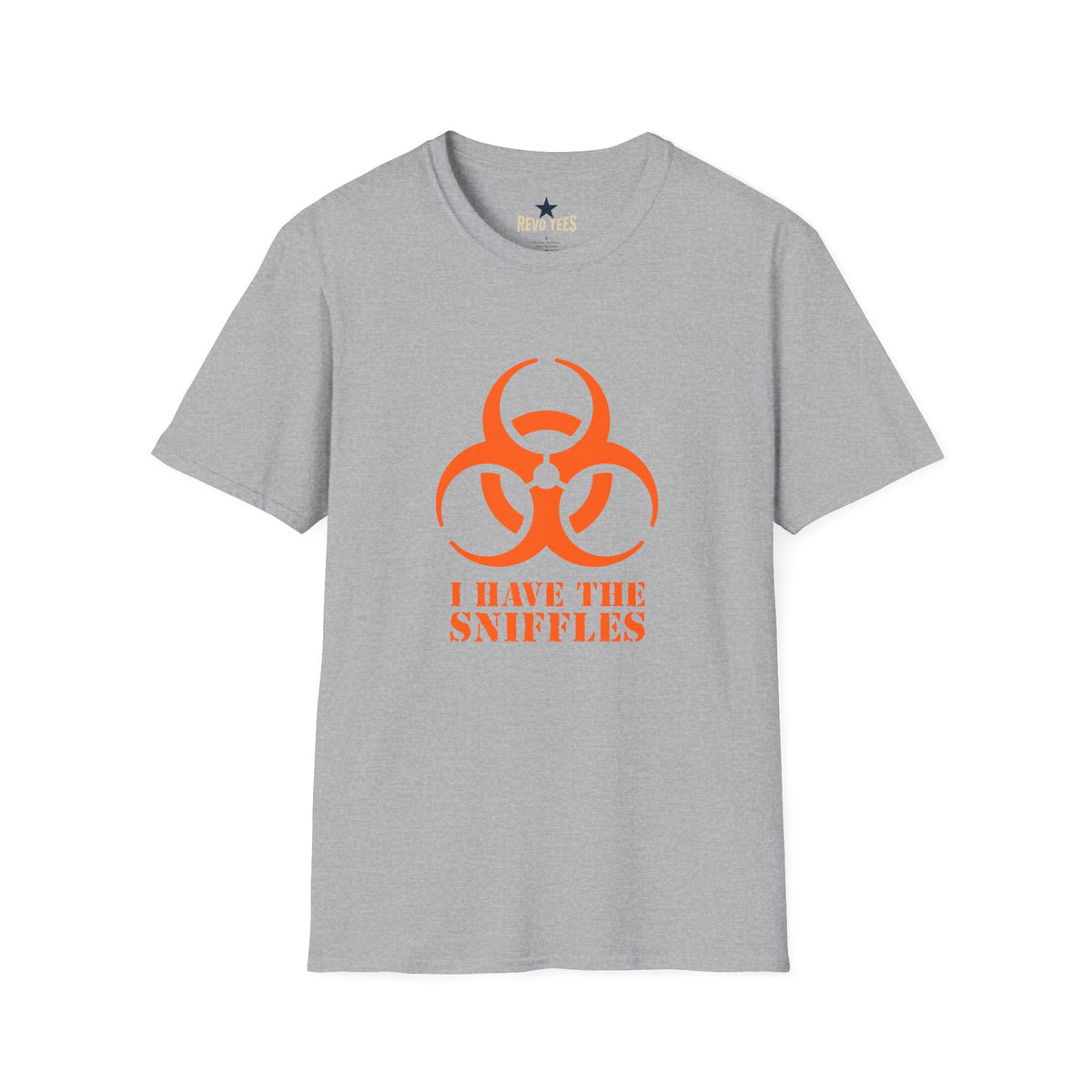 Revotees Graphic Orange Biohazard Icon with I Have the Sniffles T-Shirt - alternate view 4