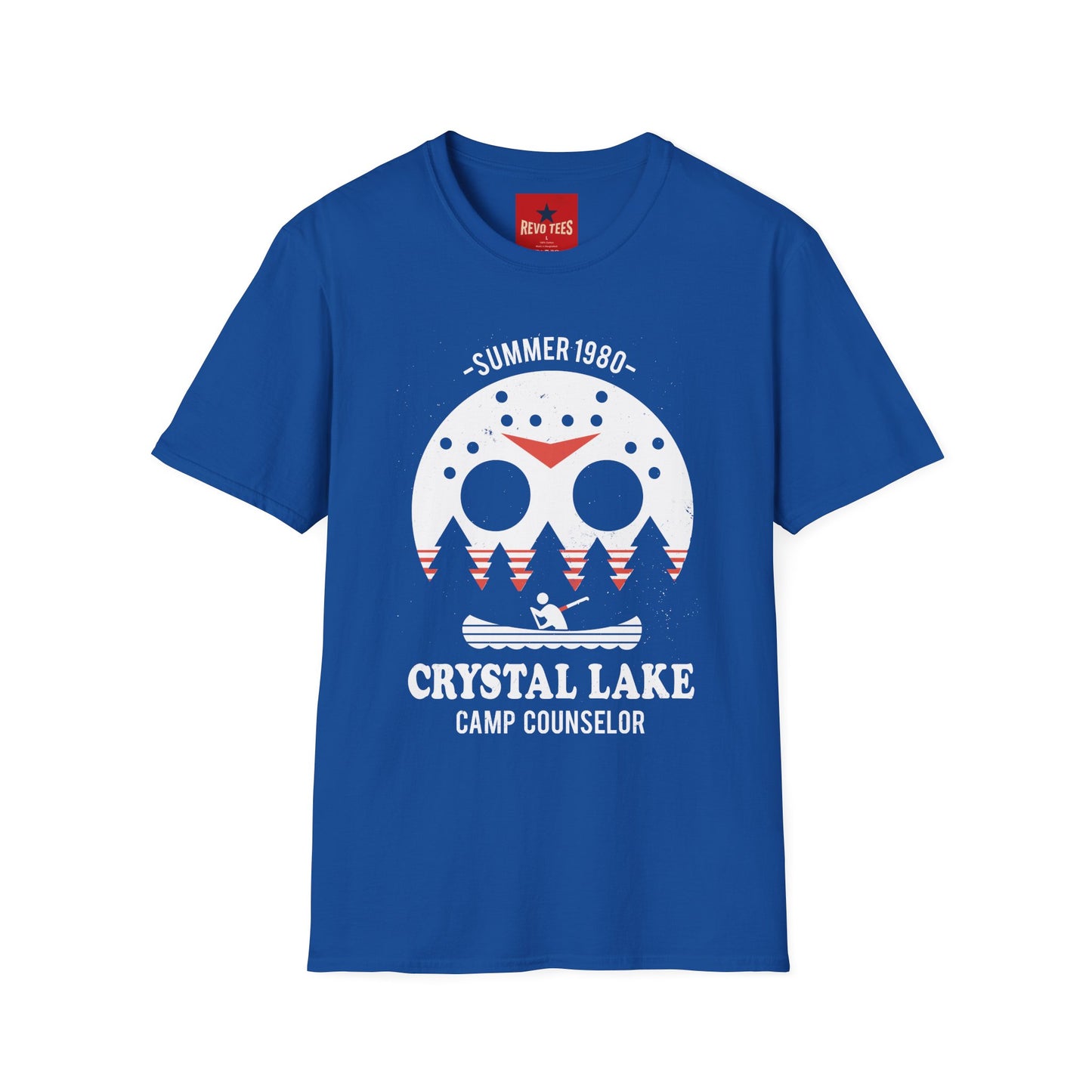Crystal Lake Camp Counselor T-Shirt — Summer 1980 Horror Mask Design