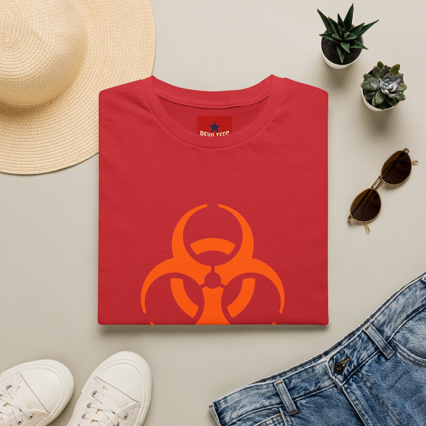Graphic T-Shirt — Orange Biohazard Icon with “I HAVE THE SNIFFLES”