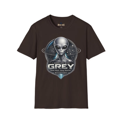 Revotees Alien Grey Retro Sci Fi Extraterrestrial Graphic T-Shirt - alternate view 3