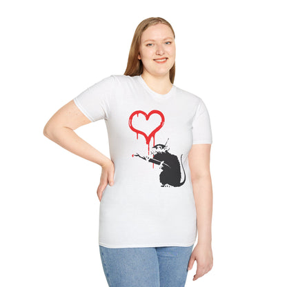 Banksy-Inspired Rat Stencil T-Shirt — Dripping Heart Street Art Tee
