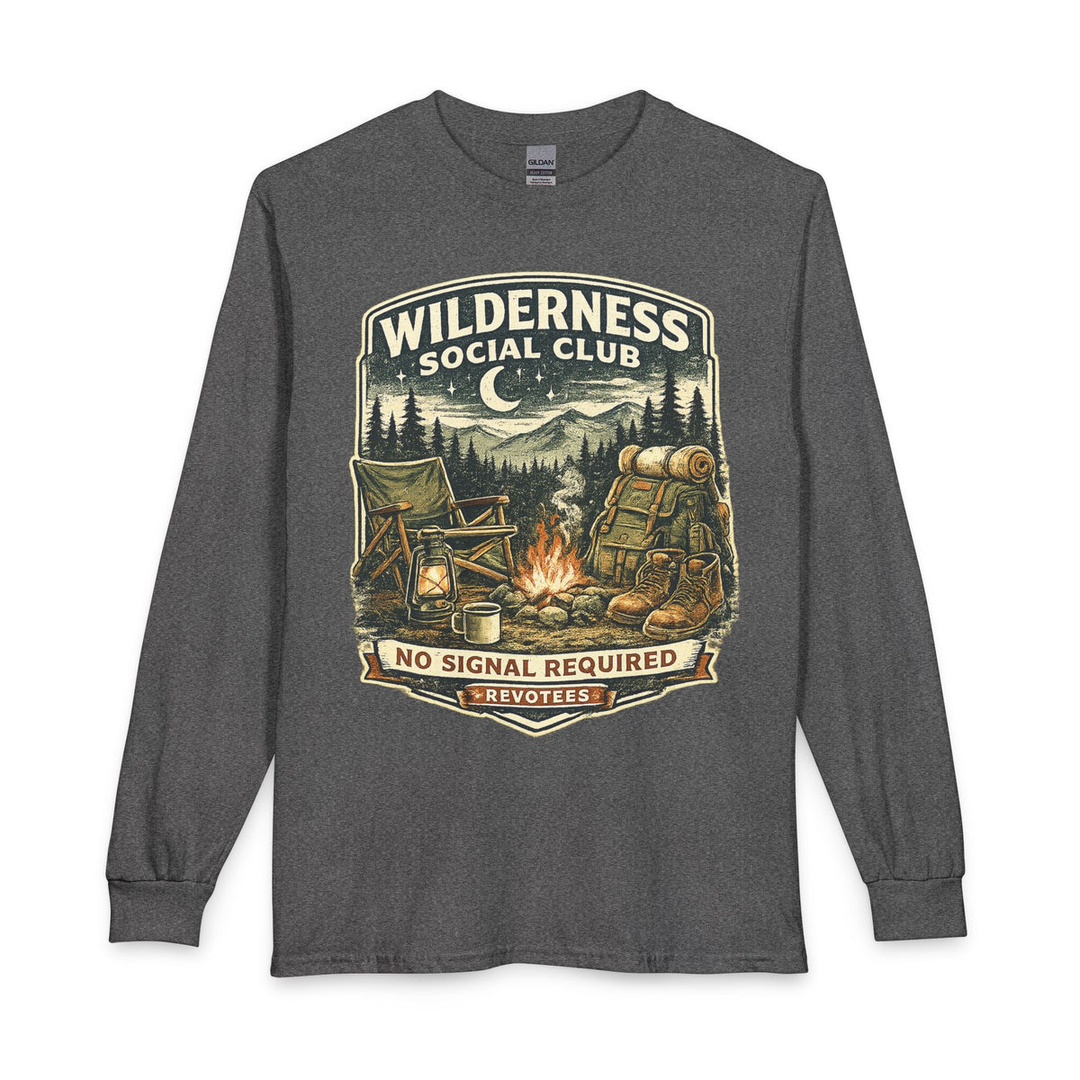 Revotees Wilderness Social Club Long-Sleeve Shirt No Signal Required Camping T-Shirt - alternate view 5