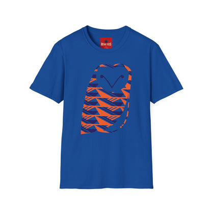Owl Pattern T-Shirt — Geometric Orange & Navy Cute Owl Graphic Tee