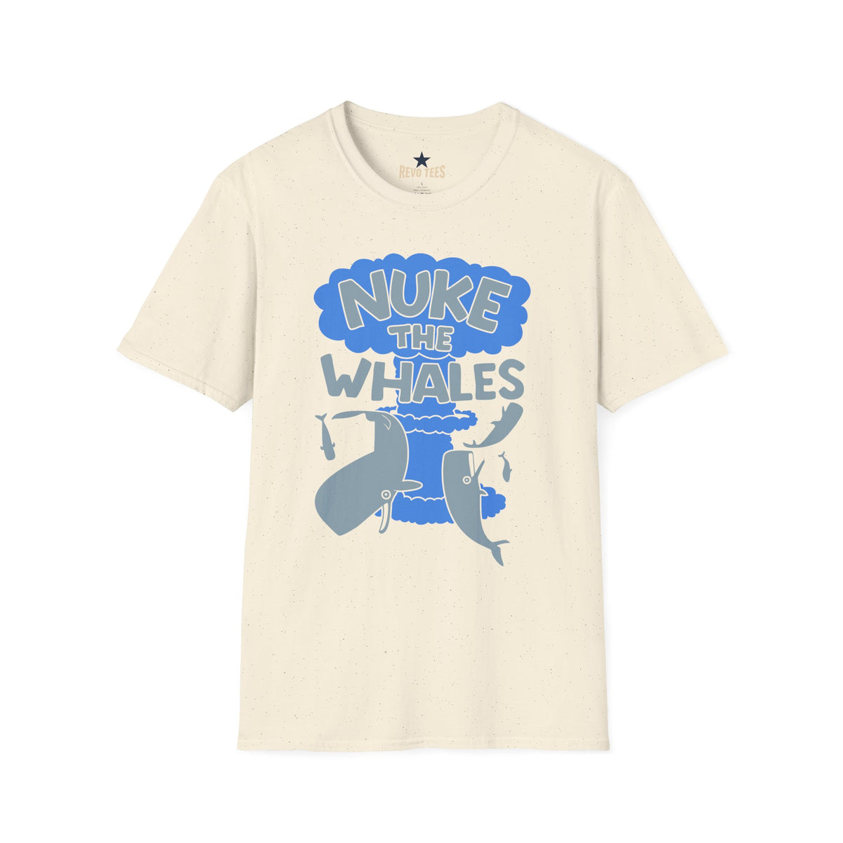 Revotees Nuke the Whales Satirical Graphic Funny Retro Ocean Design T-Shirt - alternate view 6