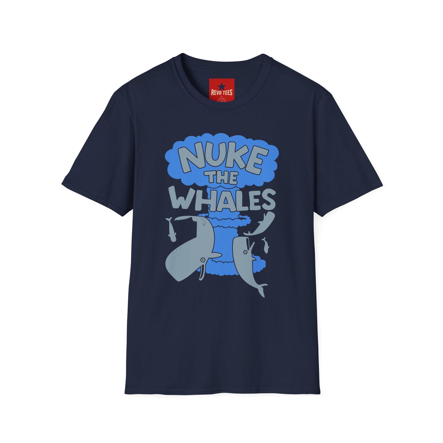 T-Shirt — 'Nuke the Whales' Satirical Graphic Tee (Funny Retro Ocean Design)