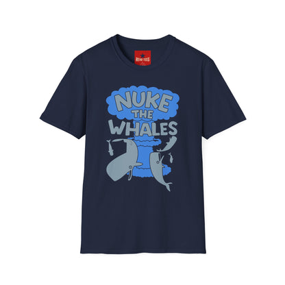 T-Shirt — 'Nuke the Whales' Satirical Graphic Tee (Funny Retro Ocean Design)