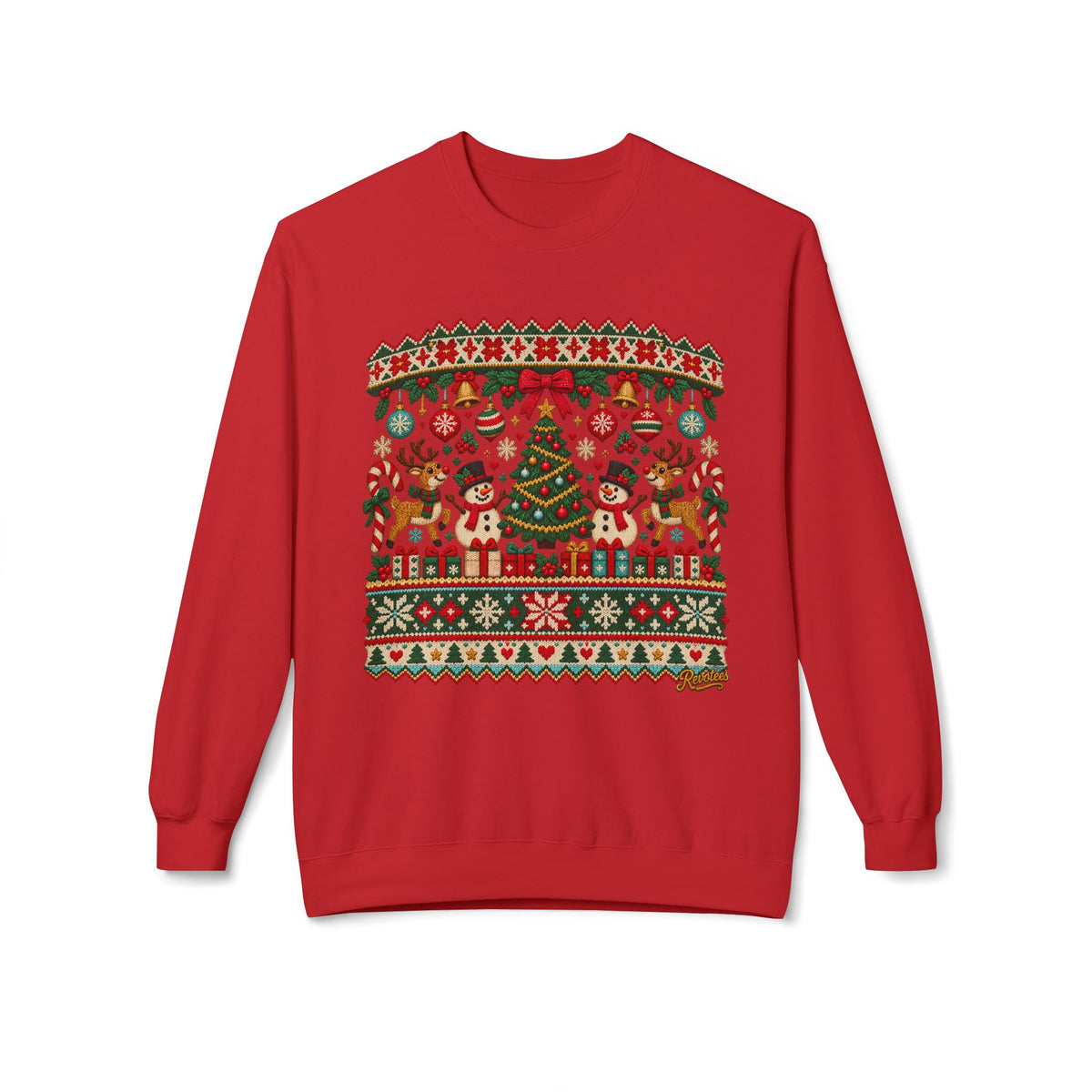 REVOTEES Christmas Tree Holiday Ugly Sweater Crewneck Sweatshirt