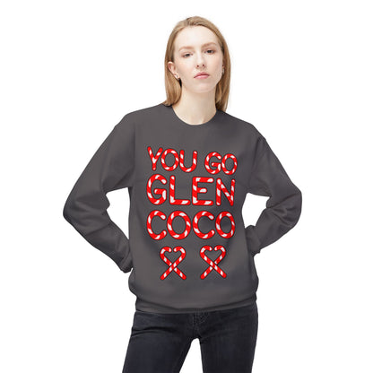"You Go Glen Coco" Candy Cane Holiday Graphic Crewneck Sweatshirt