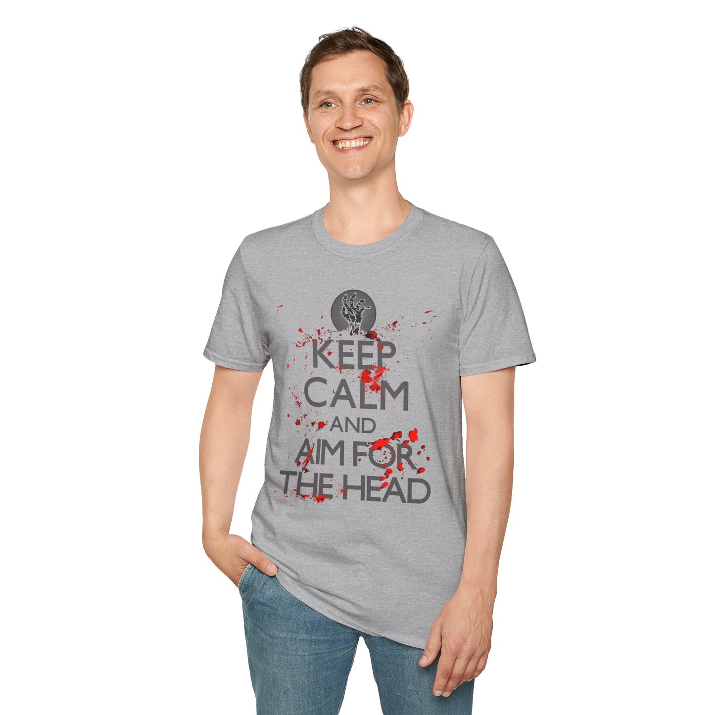 T-Shirt — “Keep Calm and Aim for the Head” Horror Zombie Graphic Tee