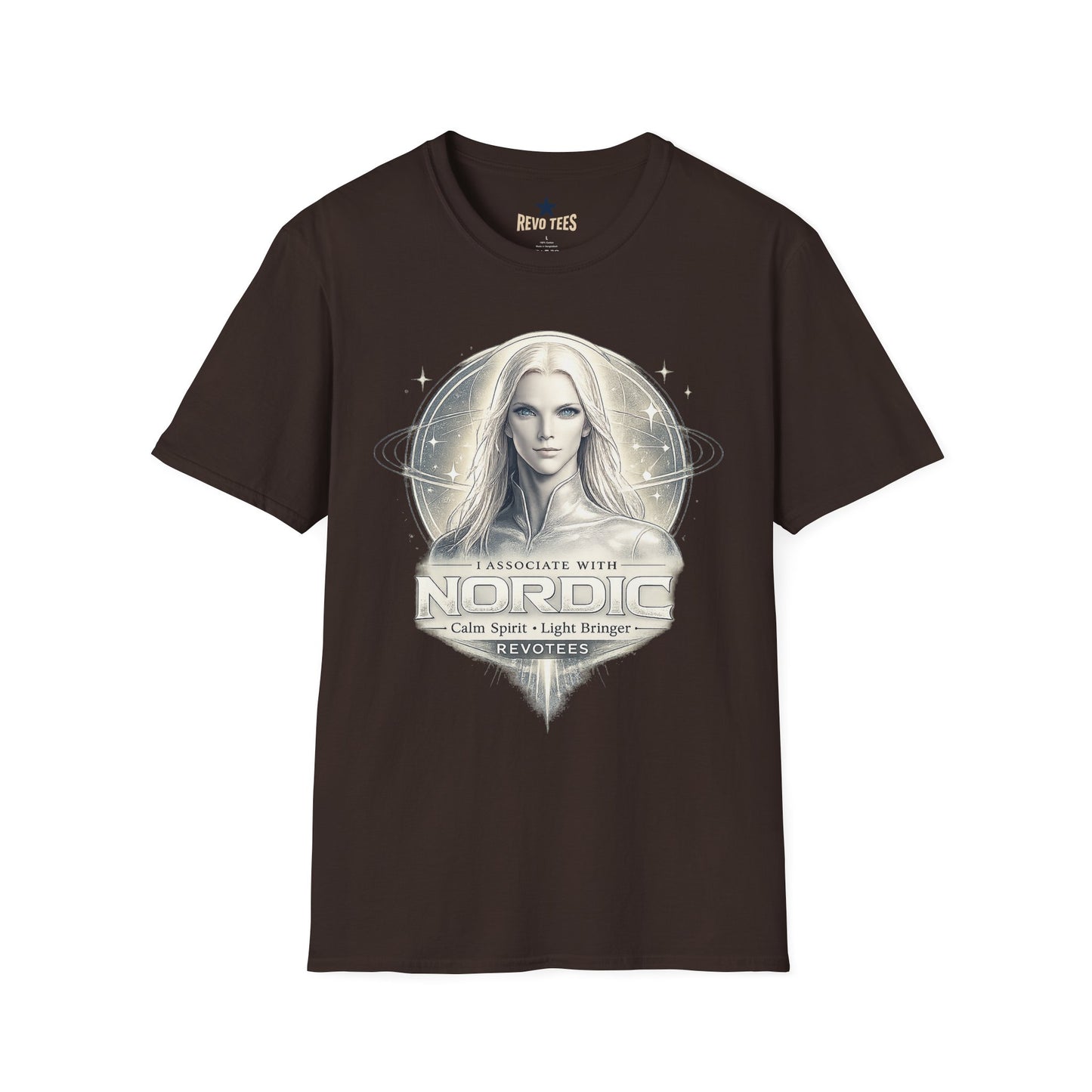 REVOTEES Nordic Goddess T‑Shirt — Ethereal Viking Celestial Portrait Tee