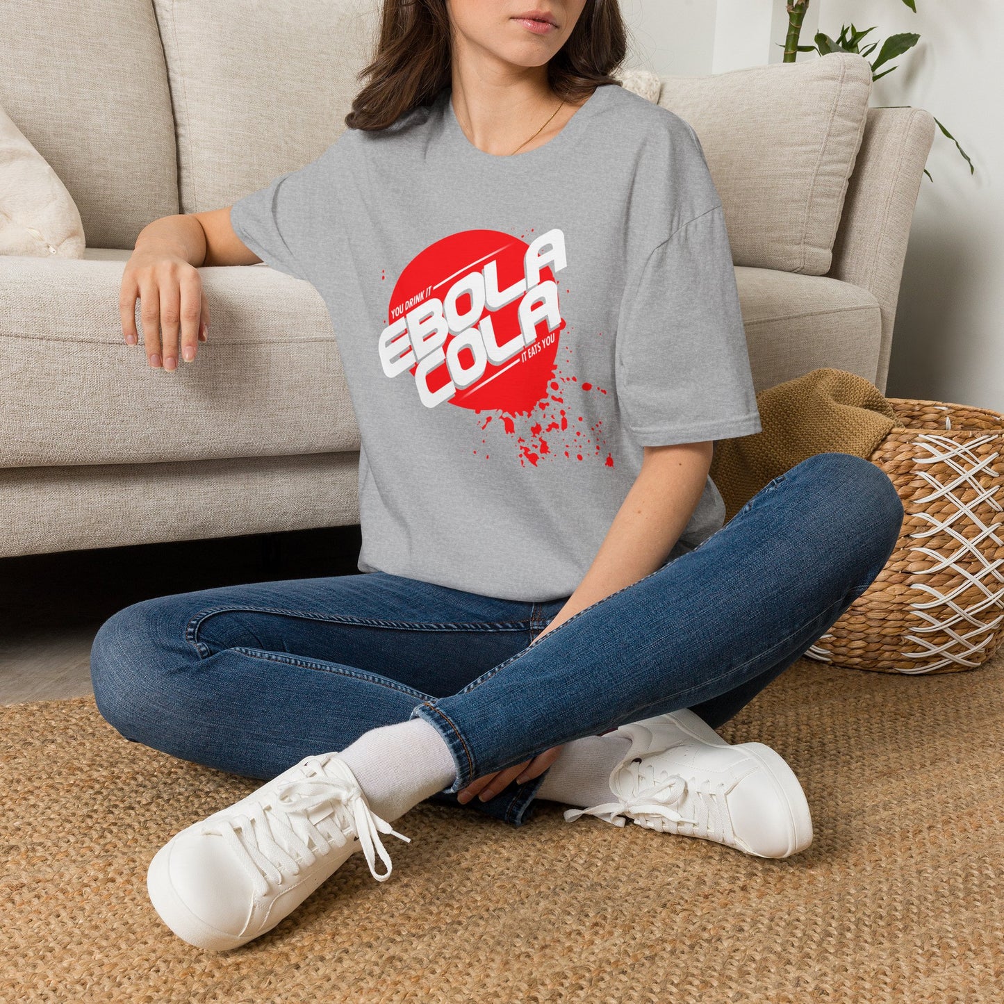 Ebola Cola Graphic T-Shirt – Retro Logo & Distressed Splash Design