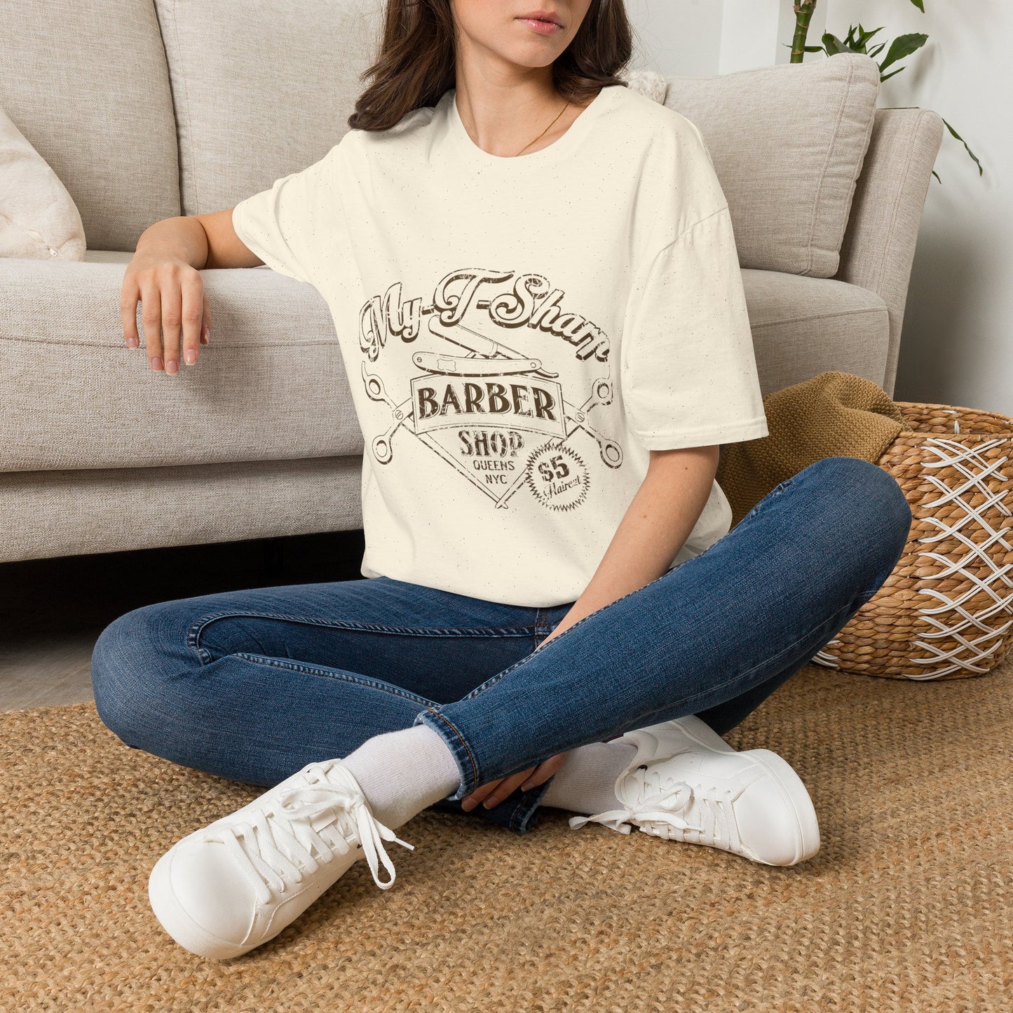 Barber Shop Graphic T‑Shirt — 'My T‑Shirt Barber Shop' Vintage Logo Tee