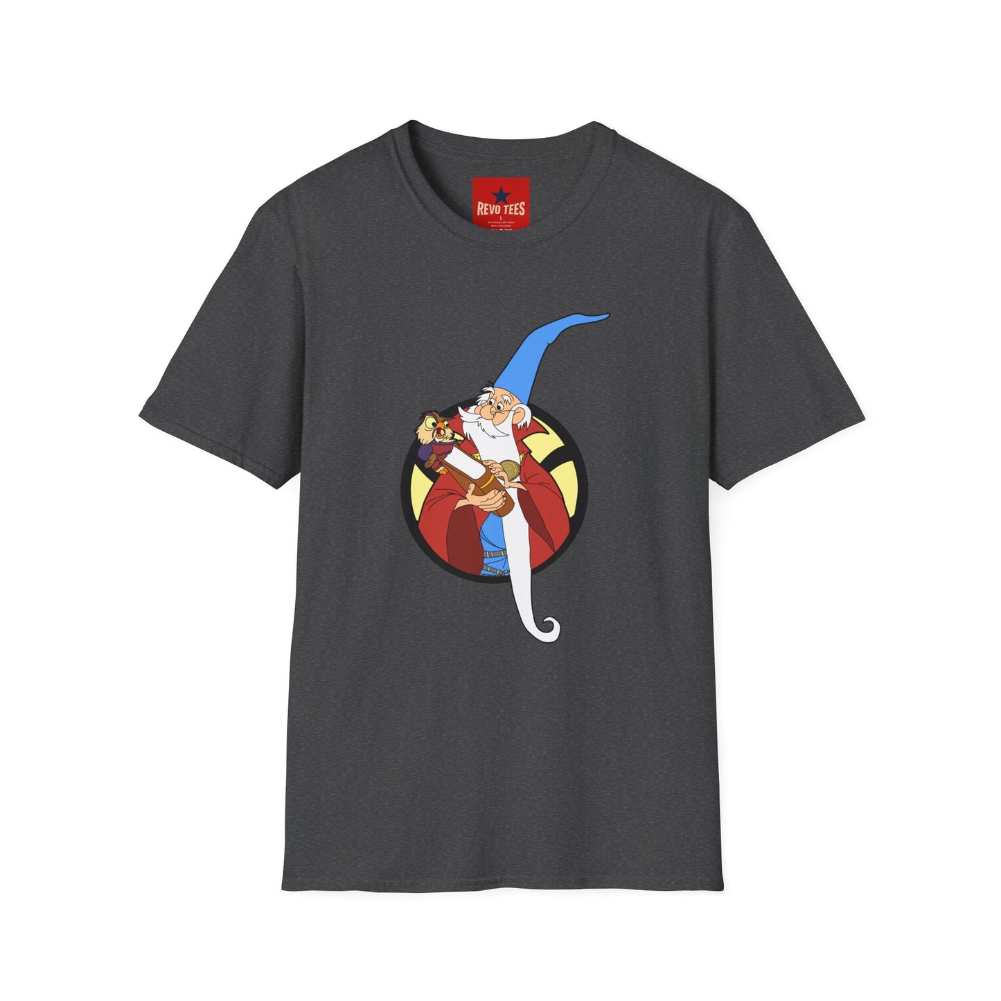 Wizard Illustration T-Shirt — Vintage Blue-Hat Wizard Graphic Tee
