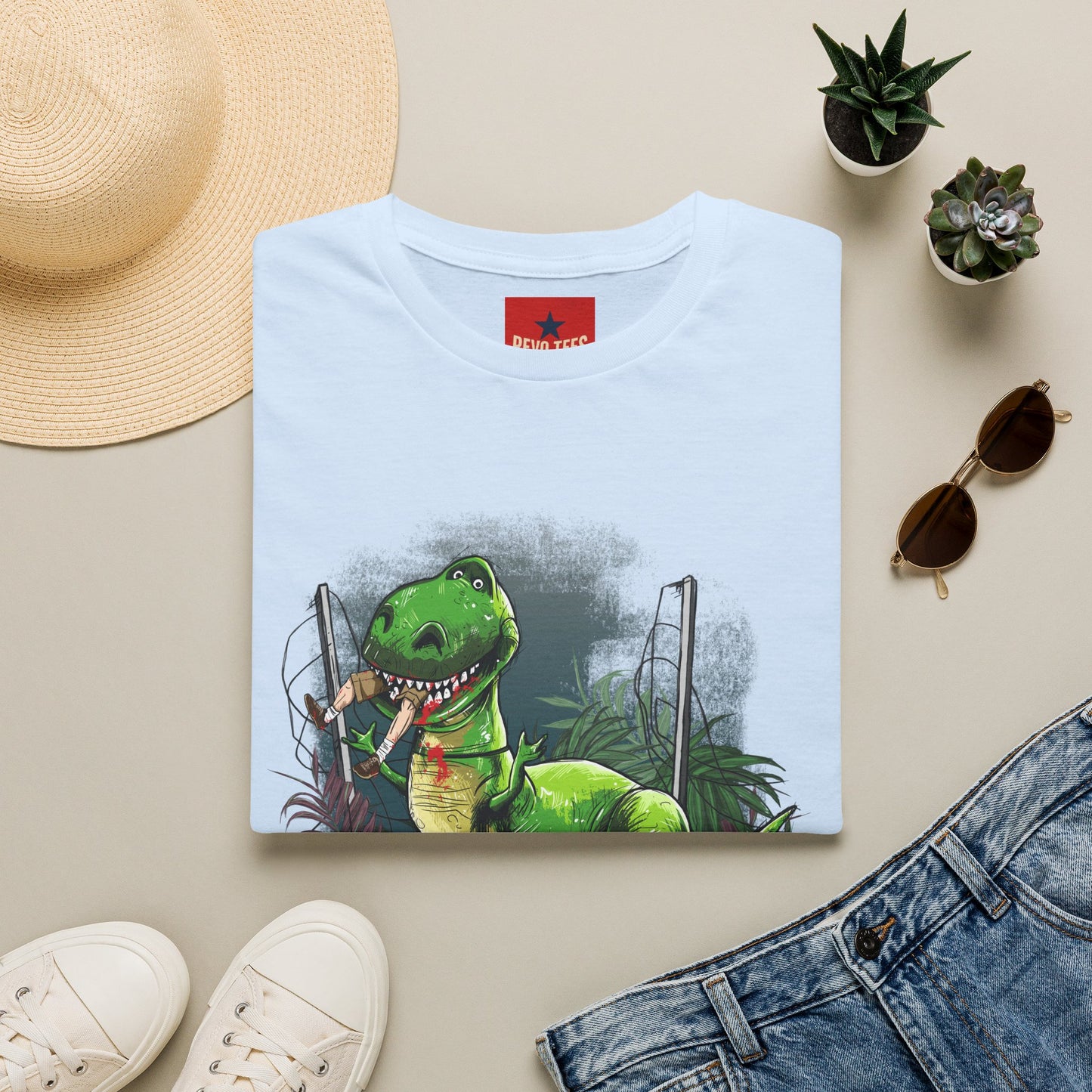 T-Rex Graphic T-Shirt – Cute Green Dinosaur Design