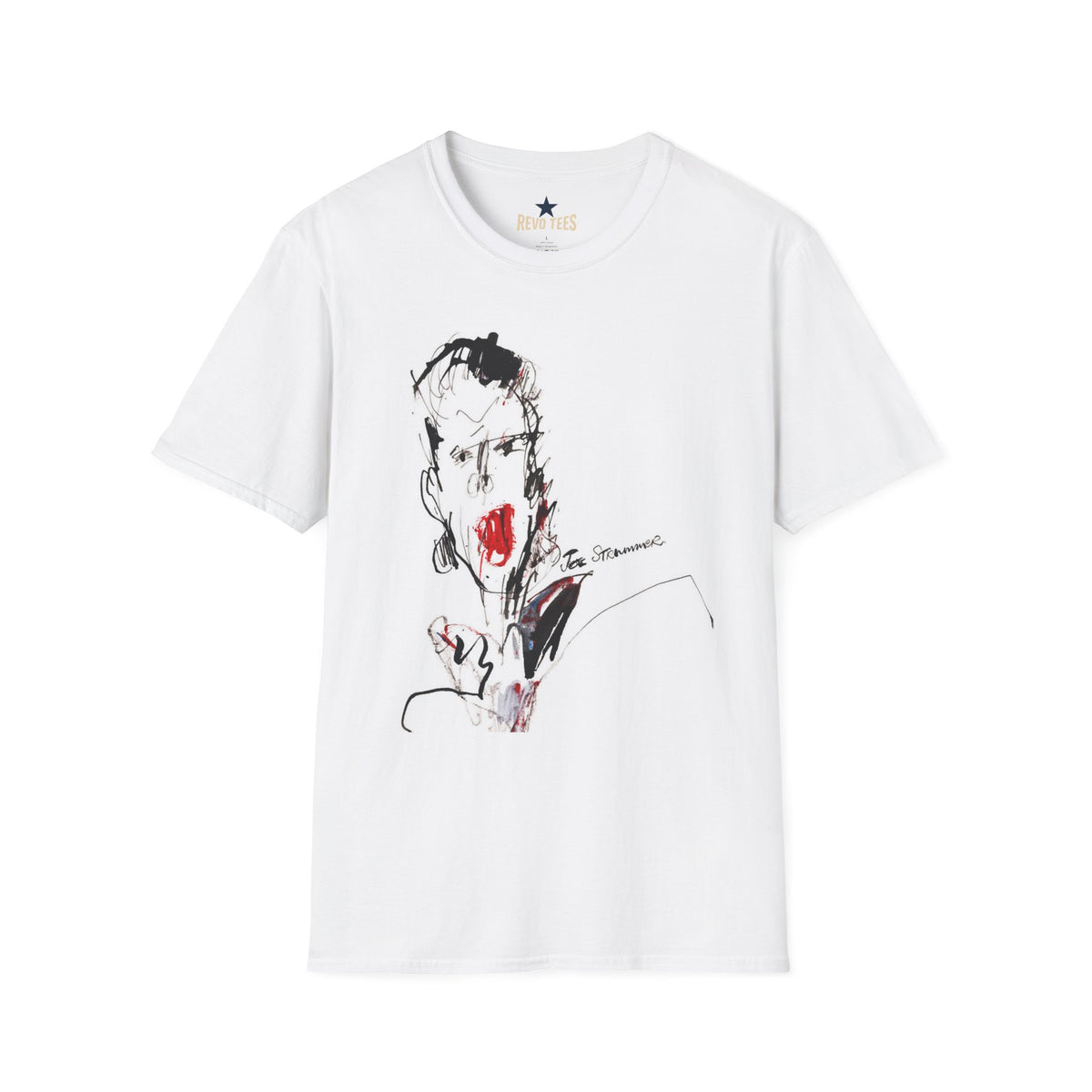 Revotees The Clash Joe Strummer by Ray Lowry Unisex Softstyle T-Shirt - alternate view 2